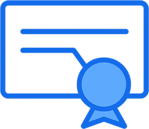 A blue outline representing a certificate